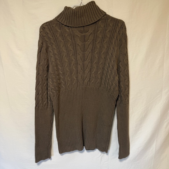 Womens Vintage Chunky Cable Knit Sweater XL Fisherman Ribbed Preppy Turtleneck - Picture 5 of 14